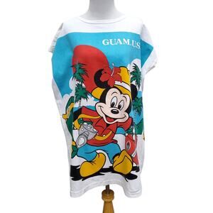 Vintage Mickey Mouse Night Gown Sleep Shirt Guam Tourist Beach Vacation One Size